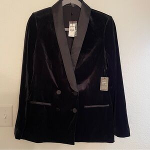 Express Black Velvet Set 2 pc Blazer and Midi Skirt  Size S